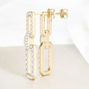 Aretes colgantes con eslabones rectangulares y diamantes redondos de 2,06 quilates en oro amarillo de 18 quilates
