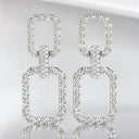 2.06 ctw Round Diamond Rectangular Link Drop Earrings in 18kt White Gold