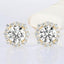 1.20 ctw Round Lab Grown Diamond Halo Stud Earrings in 14kt Yellow Gold