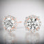 1.20 ctw Round Lab Grown Diamond Halo Stud Earrings in 14kt Rose Gold