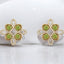 Aretes de peridoto y trébol de diamantes en oro amarillo de 14 kt