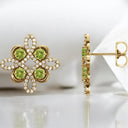 Peridot and Diamond Clover Earrings in 14kt Yellow Gold