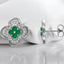 Emerald and Round Diamond Clover Earrings in 14kt White Gold