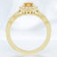 Anillo con halo de diamantes y citrino ovalado en oro amarillo de 14 kt