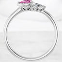 Pear Shaped Pink Sapphire and Diamond Ring in 14kt White Gold