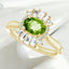 Anillo de diamantes y peridoto ovalado en oro amarillo de 14 kt