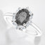 Oval Gray Spinel and Diamond Halo Ring in Platinum