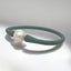 White Freshwater Cultured Pearl Green Silicone Bracelet