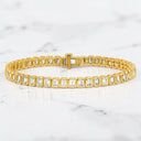 6.50 ctw Bezel Set Emerald Cut Lab Grown Diamond Tennis Bracelet in 14kt Yellow Gold