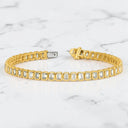 6.50 ctw Bezel Set Emerald Cut Lab Grown Diamond Tennis Bracelet in 14kt Yellow Gold