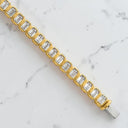 6.50 ctw Bezel Set Emerald Cut Lab Grown Diamond Tennis Bracelet in 14kt Yellow Gold