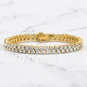 10.50 ctw Round Lab Grown Diamond Double Row Bracelet in 14kt Yellow Gold