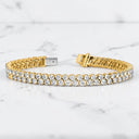 10.50 ctw Round Lab Grown Diamond Double Row Bracelet in 14kt Yellow Gold