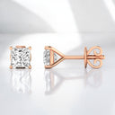 Princess Cut Lab Grown Diamond Studs in 14kt Rose Gold