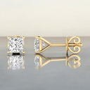 Princess Cut Lab Grown Diamond Studs in 14kt Yellow Gold