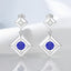 1.10 ctw Round Blue Sapphire and White Enamel Square Drop Earrings