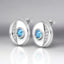 Round Blue Topaz and Lab Grown Diamond Stud Earrings in 925 Sterling Silver