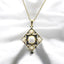 Cushion Cabochon White Agate and Black Spinel Pendant in 18kt Yellow Gold Plated 925 Sterling Silver