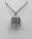 Cushion Cut London Blue Topaz and Lab Diamond Satin Finish Pendant in 925 Sterling Silver