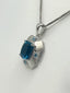 Cushion Cut London Blue Topaz and Lab Diamond Satin Finish Pendant in 925 Sterling Silver