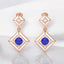 1.10 ctw Round Blue Sapphire and White Enamel Square Drop Earrings