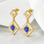 1.10 ctw Round Blue Sapphire and White Enamel Square Drop Earrings