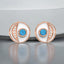 Round Blue Topaz and Lab Grown Diamond Stud Earrings in 18kt Rose Gold Plated 925 Sterling Silver