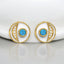 Round Blue Topaz and Lab Grown Diamond Stud Earrings in 18kt Yellow Gold Plated 925 Sterling Silver