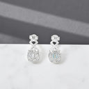 Cushion Cut Blue Topaz and Lab Grown Diamond Earrings in 925 Sterling Silver