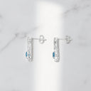 Cushion Cut Blue Topaz and Lab Grown Diamond Earrings in 925 Sterling Silver