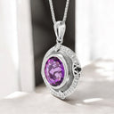 Amethyst and Lab Diamond Pendant in 925 Sterling Silver