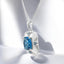 Cushion Cut London Blue Topaz and Lab Diamond Satin Finish Pendant in 925 Sterling Silver