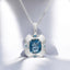 Cushion Cut London Blue Topaz and Lab Diamond Satin Finish Pendant in 925 Sterling Silver