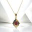 Oval Cabochon Garnet and Red Enamel Pendant in 18kt Yellow Gold Plated 925 Sterling Silver