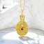 Oval Garnet And Red Enamel Pendant in 18kt Yellow Gold Plated 925 Sterling Silver