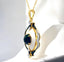 Oval Black Opal Enamel Pendant in 18kt Yellow Gold Plated 925 Sterling Silver