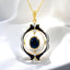 Oval Black Opal Enamel Pendant in 18kt Yellow Gold Plated 925 Sterling Silver