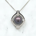 Black Freshwater Cultured Pearl and Diamond Pendant