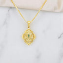 1.04 ctw Green Tourmaline and Diamond Enamel Pendant in 14kt Yellow Gold