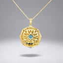 1.40 ctw Blue Topaz and Diamond Enamel Pendant in 14kt Yellow Gold