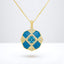 1.40 ctw Blue Topaz and Diamond Enamel Pendant in 14kt Yellow Gold