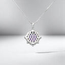 2.80 ctw Princess Cut Amethyst and Diamond Pendant in 14kt White Gold