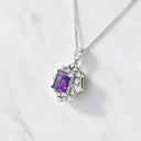 2.80 ctw Princess Cut Amethyst and Diamond Pendant in 14kt White Gold