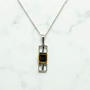 Asscher Cut Black Opal and Diamond Pendant in 18kt Two-Tone Gold