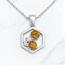 Round Gemstone and White Zircon Petite Hexagon Pendant in 925 Sterling Silver