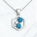 Round Gemstone and White Zircon Petite Hexagon Pendant in 925 Sterling Silver