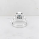 Cushion Cut Blue Topaz and White Enamel Ring in 925 Sterling Silver