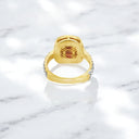 Cushion Cut Garnet and White Enamel Ring in 22kt Yellow Gold Plated 925 Sterling Silver