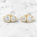 3.00 ctw Bezel Set Heart-Shaped Lab Grown Diamond Stud Earrings in 14kt Yellow Gold
