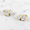 3.00 ctw Bezel Set Heart-Shaped Lab Grown Diamond Stud Earrings in 14kt Yellow Gold